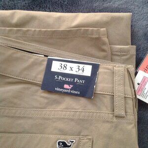 Vineyard Vines Men's 38x34 Tan Performance 5 Pocket Pants - New With Tags